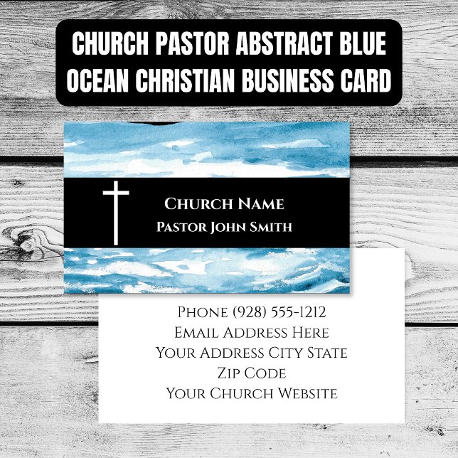 Kristen kyrkopastor Abstrakt Blå Ocean Visitkort (Church Pastor Abstract Blue Ocean Christian Business Card)