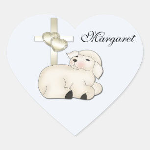 Kristen Lambkorklistermärke Hjärtformat Klistermärke