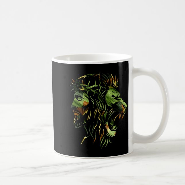 Kristen Lejon Jesus Krona Kamouflage Tro Design  Kaffemugg (Höger)