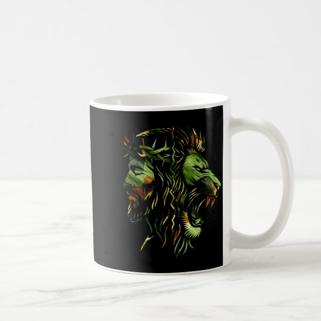 Kristen Lejon Jesus Krona Kamouflage Tro Design  Kaffemugg (Höger)
