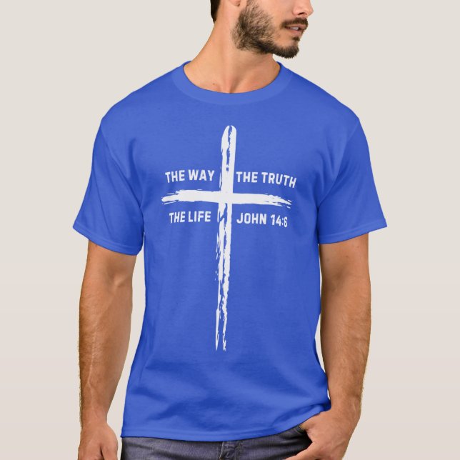 Kristen mans kors och vers vän t shirt (Framsida)