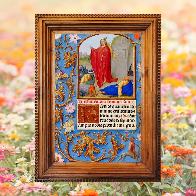 Kristen medeltida Jesu uppståndelse påsk Poster (Religious Christian Catholic Medieval Manuscript Resurrection of Jesus Christ is Risen Easter Poster)