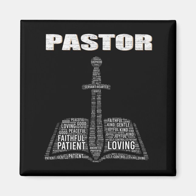 Kristen minister Word Cloud kyrka pastor Apprec Magnet (Framsidan)