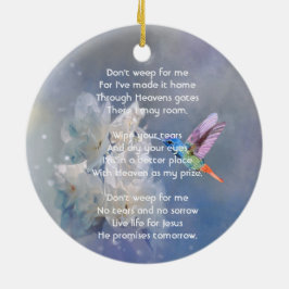 Kristen minnesvit blomma kolibri julgransprydnad keramik