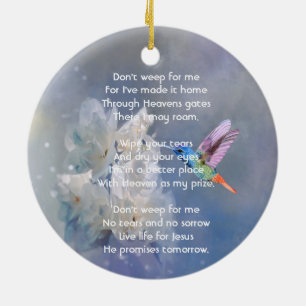 Kristen minnesvit blomma kolibri julgransprydnad keramik