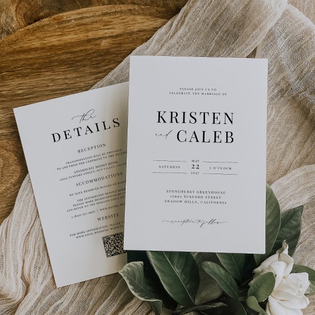KRISTEN Modern minimalistisk allt-i-ett-Bröllop Inbjudningar (Skapare uppladdad)