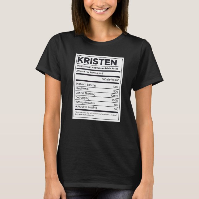 Kristen Nutrition Information Problem med att lösa T Shirt (Framsida)