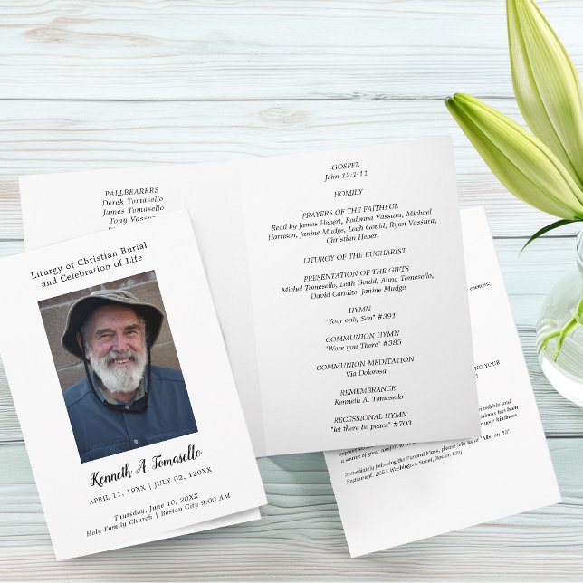 Kristen ordning för begravningstjänst Foto vikt Program (Christian Order Of Service Funeral Photo Folded Program)