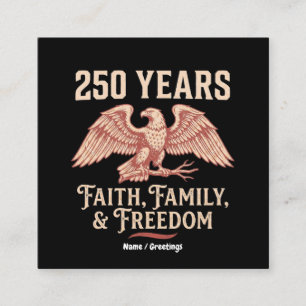 Kristen patriot 2026 Jubileum Tro Familj Fyrkantigt Visitkort