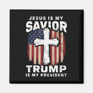 Kristen Patriotisk Jesus Frälsare Trump President Magnet