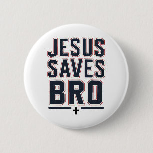 Kristen Pojke Jesus Räddar Bro Christ Kung Älskar Knapp