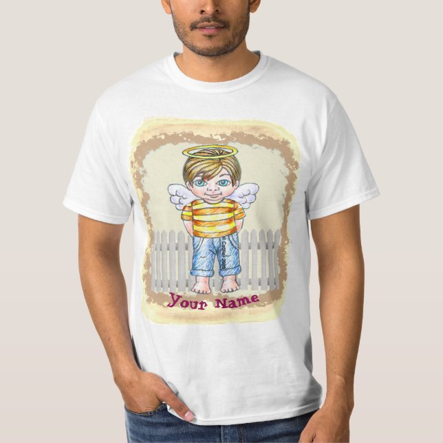 Kristen pojkeängel  t shirt (Framsida)