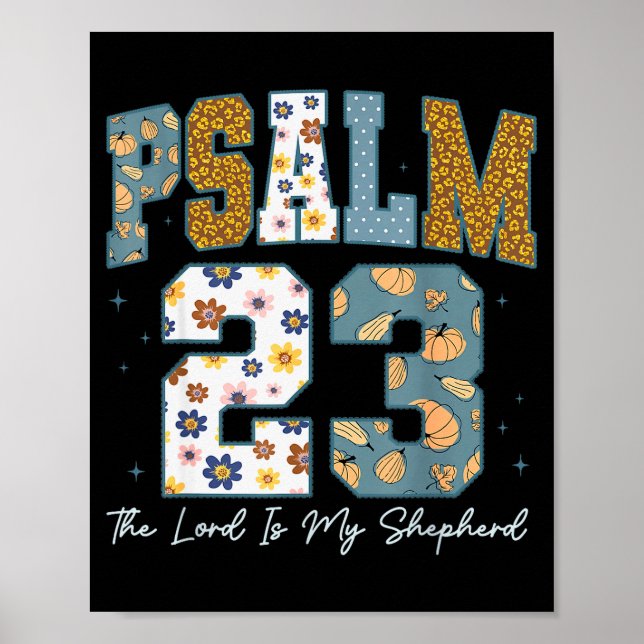 Kristen Psalm 23 Retro Herren är min herde B Poster (Framsidan)