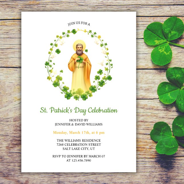 Kristen religiös St Patricks Day-firande Inbjudningar (Religious St. Patrick’s Day Celebration Invitation | Christian Irish Event)