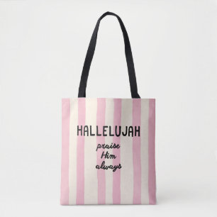 Kristen Rosa Rand Hallelujah Hand Lettering Tygkasse
