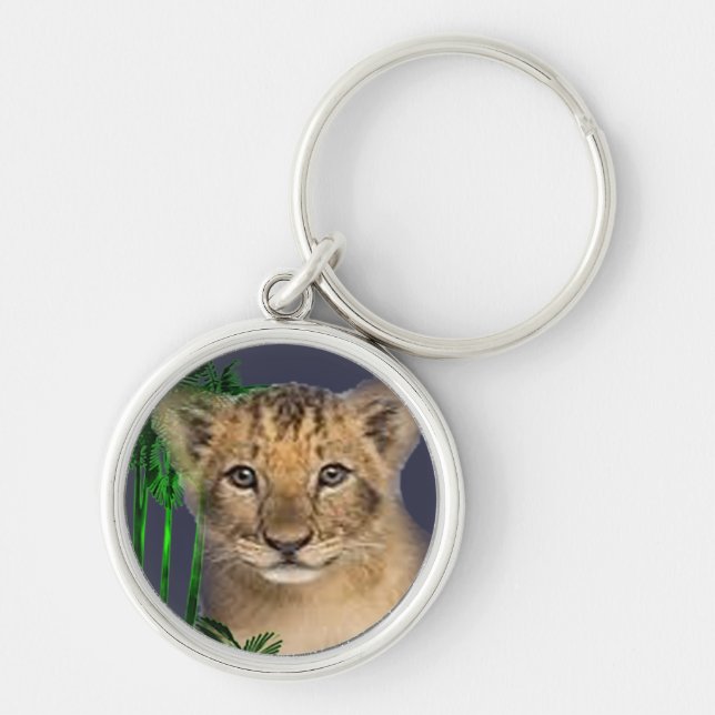 kristen rund silverfärgad nyckelring (Framsidan)