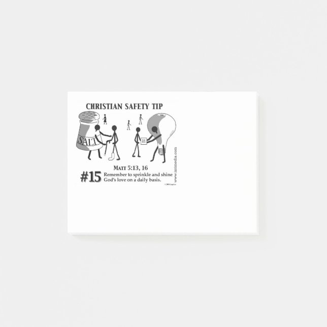 Kristen säkerhetsspets #15: Matt 5:13,16 Post-it Block (Framsida)