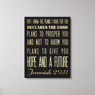 Kristen Scriptural bibelVerse - Jeremiah 29:11 Canvastryck