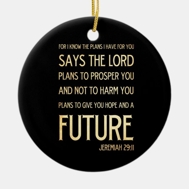 Kristen Scriptural bibelVerse - Jeremiah 29:11 Julgransprydnad Keramik (Framsidan)