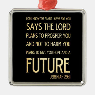 Kristen Scriptural bibelVerse - Jeremiah 29:11 Julgransprydnad Metall
