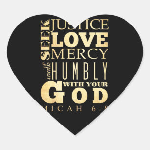 Kristen Scriptural bibelVerse - Micah 6:8 Hjärtformat Klistermärke