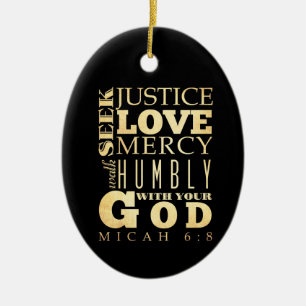 Kristen Scriptural bibelVerse - Micah 6:8 Julgransprydnad Keramik