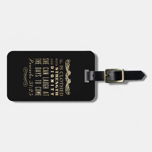 Kristen Scriptural bibelVerse - Proverbs31:25 Bagagebricka (Horisontell Framsida)