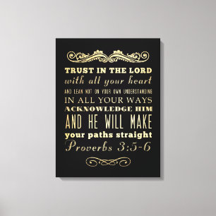 Kristen Scriptural bibelVerse - Proverbs3:5 - 6 Canvastryck