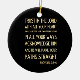 Kristen Scriptural bibelVerse - Proverbs3:5 - 6 Julgransprydnad Keramik