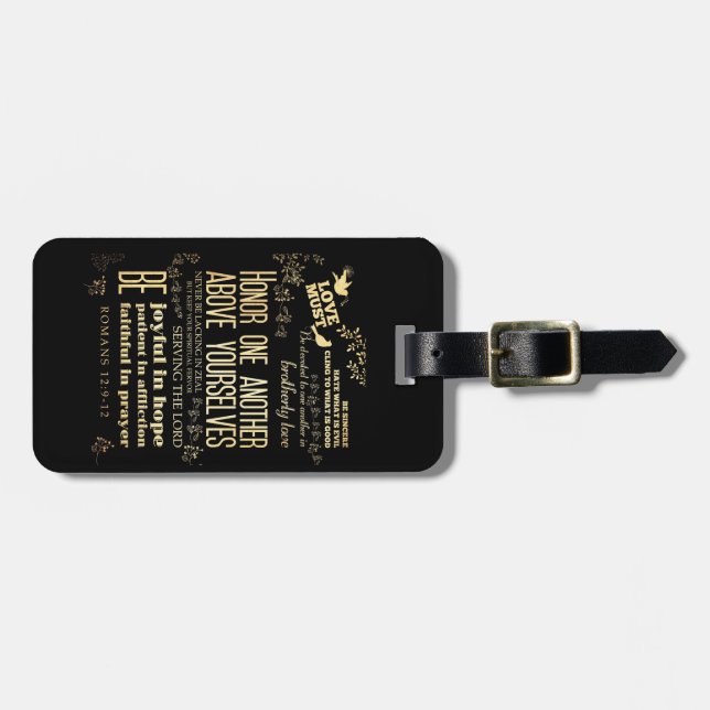 Kristen Scriptural bibelVerse - Romans12:9 - 12 Bagagebricka (Horisontell Framsida)