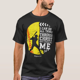 Kristen Softboll Jag Kan Göra Alla Saker Religiös  T Shirt