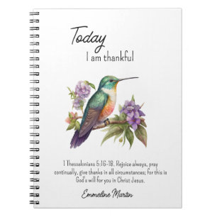 Kristen Tacksamhet Bibelvers Kolibri Anteckningsbok