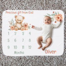 Kristen Teddybjörn Milstolpe Babyfilt