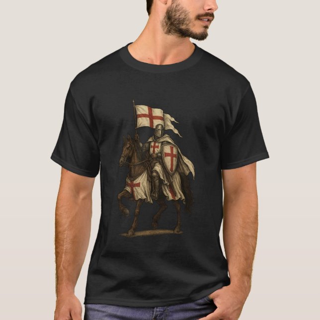 Kristen Tempelriddare med Englandsflagga - Catho T Shirt (Framsida)