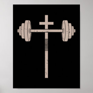 Kristen träning hantel kors skivstång gym Jesus Poster