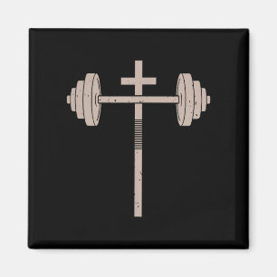 Kristen träning Hantel kors Stång Gym Jesus Magnet