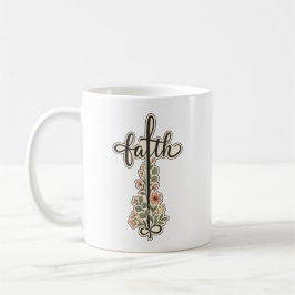 Kristen Tro Blommig Kors Typografi Design  Kaffemugg