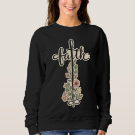 Kristen Tro Blommig Kors Typografi Design  T Shirt