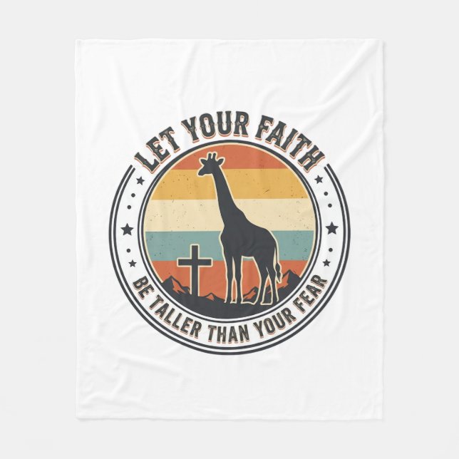 Kristen tro Giraff Inspirerande Retro Solnedgång Fleecefilt (Framsidan)