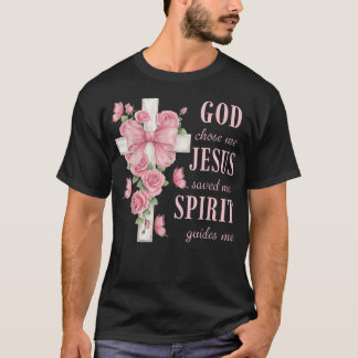Kristen tro Gud valde mig Jesus räddade mig Ros T Shirt