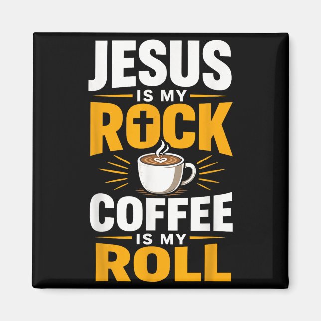Kristen tro Jesus Kaffe Morgonbön Magnet (Framsidan)