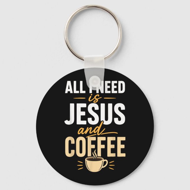 Kristen tro Jesus Kaffe Morgonbön Nyckelring (Framsida)