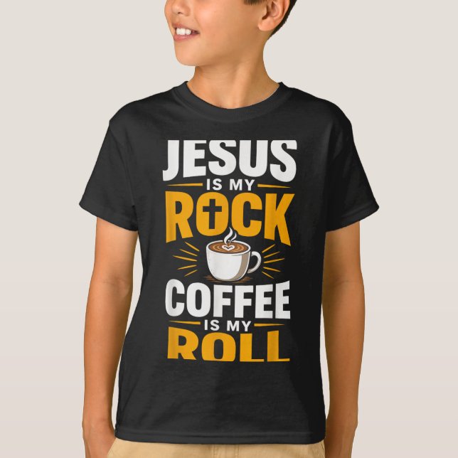 Kristen tro Jesus Kaffe Morgonbön T Shirt (Framsida)