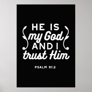 Kristen tros-citat – Lita på Gud Psalm 91:2 Poster