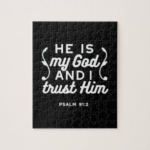 Kristen tros-citat – Lita på Gud Psalm 91:2 Pussel