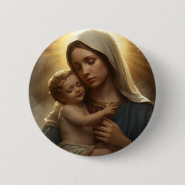 Kristen trosnålsknapp | Mor Maria och Jesus Knapp