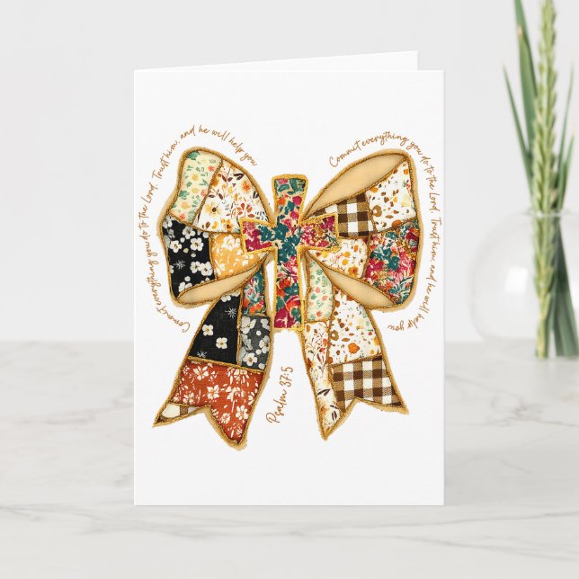Kristen vers Bibel Jesus Coquette Bow Patchwork Kort (Framsida)