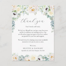 Kristen White Blommigt Wedding Reception Tack Vykort
