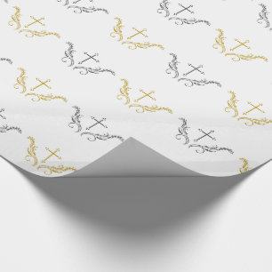 Kristenkor med guld- dekorationer och silver presentpapper