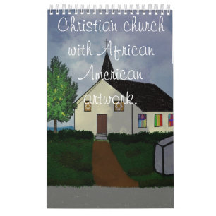 Kristenkyrka med afrikansk amerikanillustration kalender